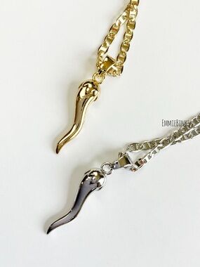 New Lucky Cornicello Pendant Necklace ~ Good Luck & Protection Charm Necklace